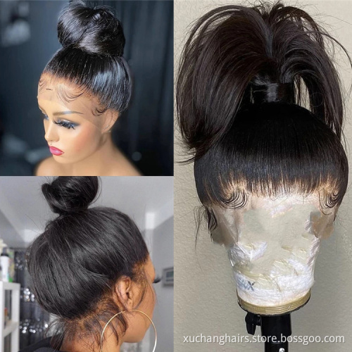 Hot sale glueless wig short hair human indian hair hd transparent full lace wig 10 inch 360 frontal wig full lace with baby hair